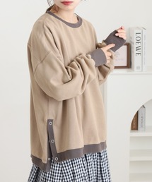 綿100%裏起毛サイドボタンプルオーバー