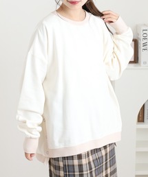 綿100%裏起毛サイドボタンプルオーバー