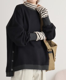 綿100%裏起毛サイドボタンプルオーバー