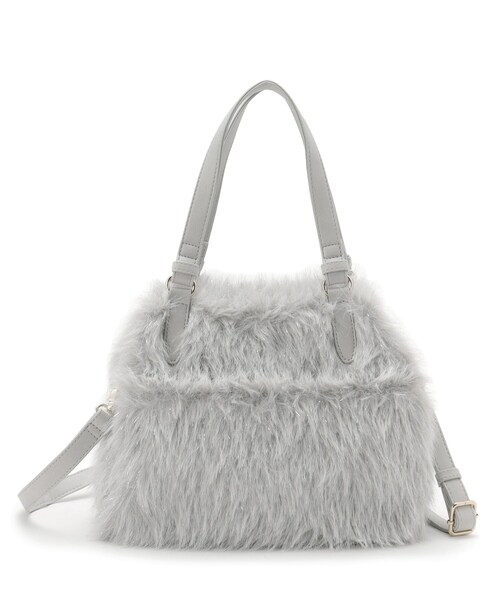 ITS'DEMO（イッツデモ）の「◆【2WAY】両あおりフェイクファートート（トートバッグ・レディース・ベージュ/ライトグレー系3/アイボリー・00）」の4枚目の写真