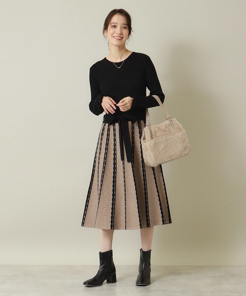 ITS'DEMO（イッツデモ）の「◆【2WAY】両あおりフェイクファートート（トートバッグ・レディース・ベージュ/ライトグレー系3/アイボリー・00）」の6枚目の写真