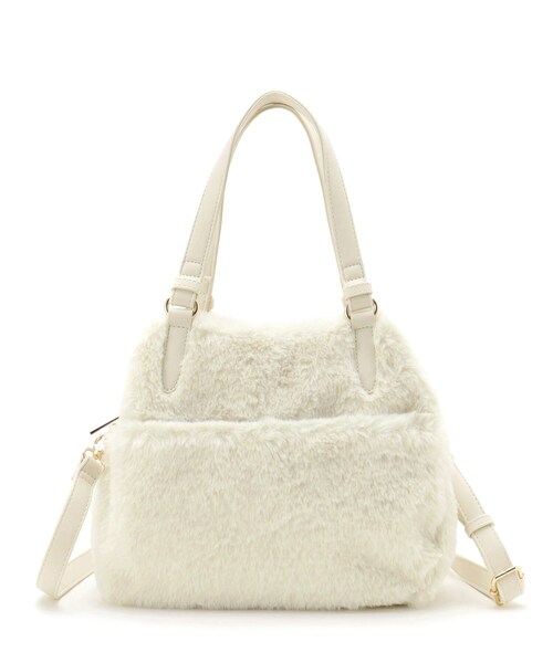 ITS'DEMO（イッツデモ）の「◆【2WAY】両あおりフェイクファートート（トートバッグ・レディース・ベージュ/ライトグレー系3/アイボリー・00）」の13枚目の写真