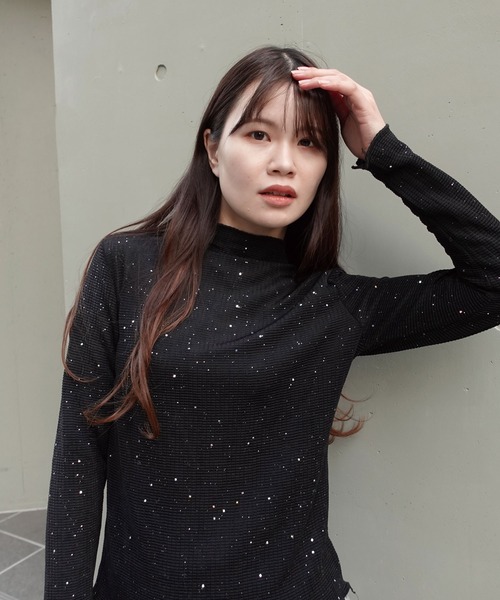 COHINA ボタンデザインボトルネックトップス ベージュ 未使用品 セール】カップ付きテレコタンクトップ 【低身長・小柄女性