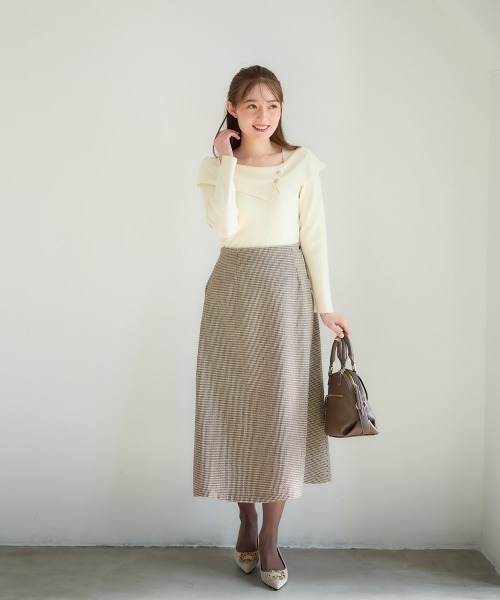 12Twelve Agenda（トゥエルブ　アジェンダ）の「ガンクラブチェックサイド釦Aラインスカート（スカート・レディース・ブラウン/ネイビー・M）」の11枚目の写真