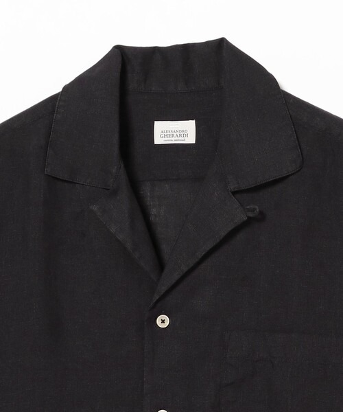 BEAMS F(ビームスエフ)の「【別注】ALESSANDRO GHERARDI / リネン オープンカラーシャツ(シャツ/ブラウス・メンズ・ブラック・LARGE/SMALL/MEDIUM)」の3枚目の写真