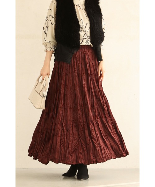 くしゅくしゅワッシャーニュアンスのベロア風ロングスカート（スカート）｜CAWAII（カワイイ）
