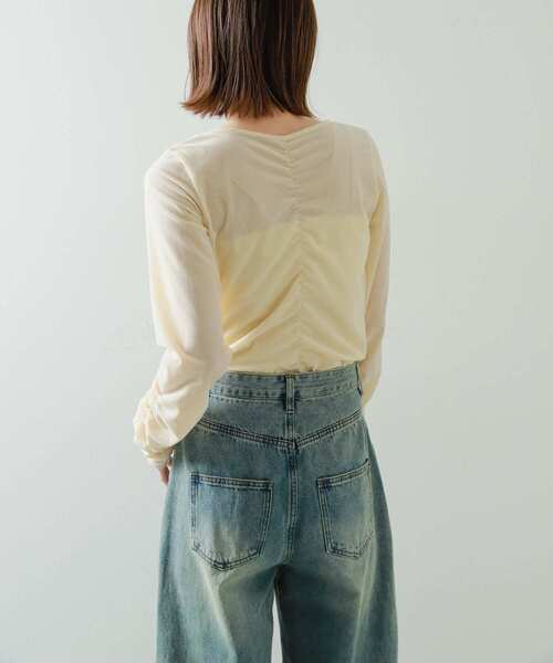 SENSE OF PLACE by URBAN RESEARCH（センスオブプレイスバイアーバンリサーチ）の「シアーベロアTシャツ（Tシャツ/カットソー・レディース・ピンク/ベージュ/ネイビー/チャコールグレー・ONE）」の7枚目の写真