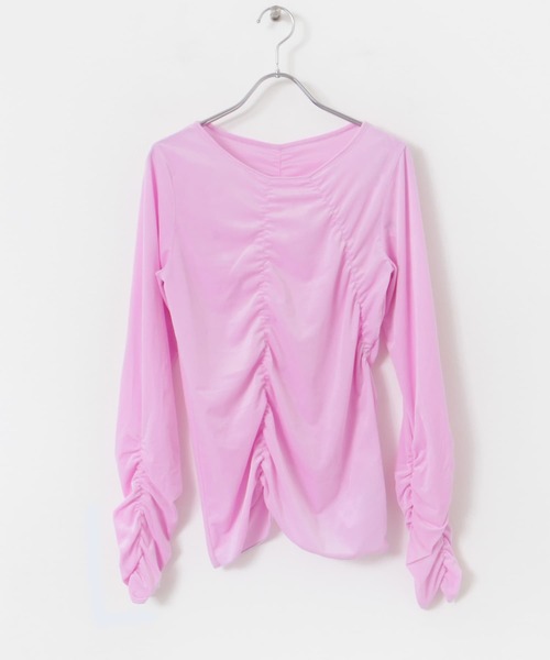 SENSE OF PLACE by URBAN RESEARCH（センスオブプレイスバイアーバンリサーチ）の「シアーベロアTシャツ（Tシャツ/カットソー・レディース・ピンク/ベージュ/ネイビー/チャコールグレー・ONE）」の22枚目の写真