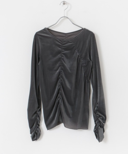 SENSE OF PLACE by URBAN RESEARCH（センスオブプレイスバイアーバンリサーチ）の「シアーベロアTシャツ（Tシャツ/カットソー・レディース・ピンク/ベージュ/ネイビー/チャコールグレー・ONE）」の21枚目の写真