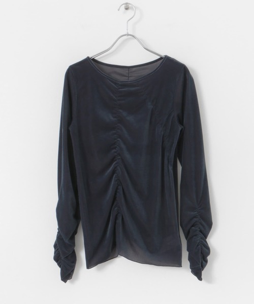 SENSE OF PLACE by URBAN RESEARCH（センスオブプレイスバイアーバンリサーチ）の「シアーベロアTシャツ（Tシャツ/カットソー・レディース・ピンク/ベージュ/ネイビー/チャコールグレー・ONE）」の20枚目の写真