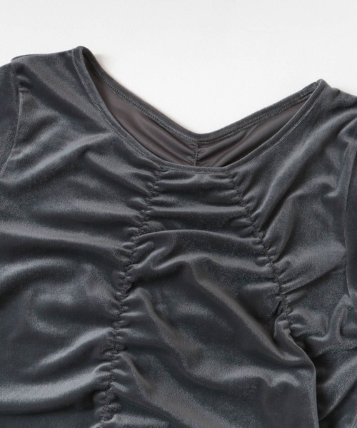 SENSE OF PLACE by URBAN RESEARCH（センスオブプレイスバイアーバンリサーチ）の「シアーベロアTシャツ（Tシャツ/カットソー・レディース・ピンク/ベージュ/ネイビー/チャコールグレー・ONE）」の15枚目の写真