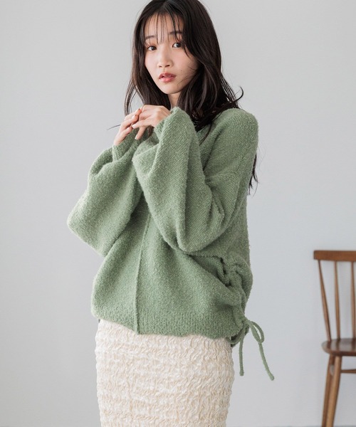 LOWRYS FARM（ローリーズファーム）の「ブークレドロストニットプルオーバー 286884（ニット/セーター・レディース・グリーン系その他/グレー/ベージュ・FREE）」の3枚目の写真