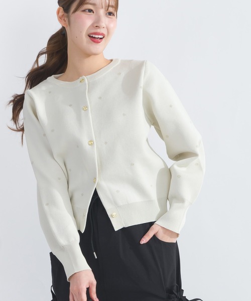 PICCIN（ピッチン）の「【WEB限定】ラメドットカーディガン（カーディガン/ボレロ・レディース・ブラック/オフホワイト・L/M）」の2枚目の写真