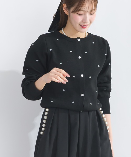 PICCIN（ピッチン）の「【WEB限定】ラメドットカーディガン（カーディガン/ボレロ・レディース・ブラック/オフホワイト・L/M）」の13枚目の写真