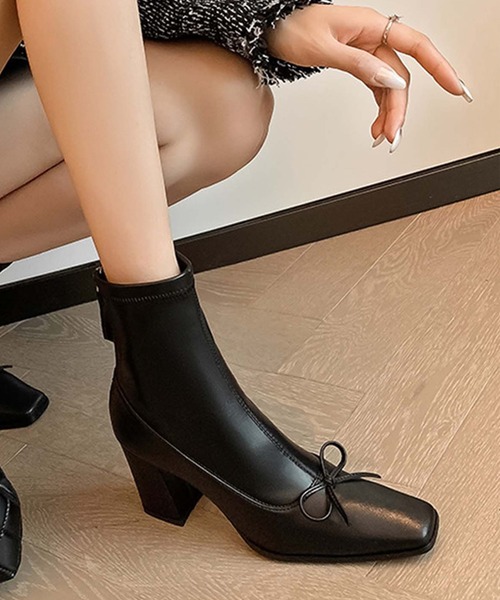 【Jasmine】リボンショートブーツ（ブーツ）｜Jasmine Grandiflorum（ジャスミングランディフローラム）