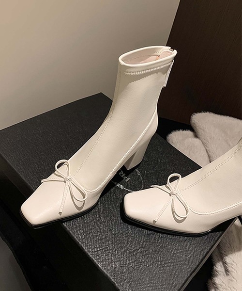 【Jasmine】リボンショートブーツ（ブーツ）｜Jasmine Grandiflorum（ジャスミングランディフローラム）