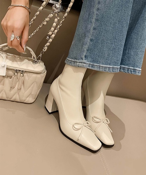 【Jasmine】リボンショートブーツ（ブーツ）｜Jasmine Grandiflorum（ジャスミングランディフローラム）