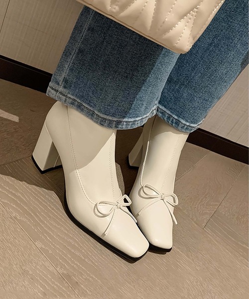 【Jasmine】リボンショートブーツ（ブーツ）｜Jasmine Grandiflorum（ジャスミングランディフローラム）