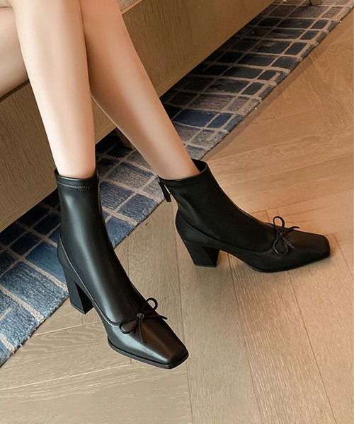 【Jasmine】リボンショートブーツ（ブーツ）｜Jasmine Grandiflorum（ジャスミングランディフローラム）