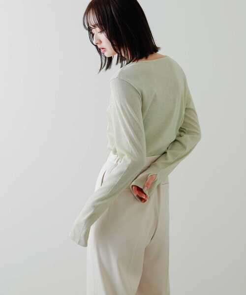 SENSE OF PLACE by URBAN RESEARCH（センスオブプレイスバイアーバンリサーチ）の「ラメリブロングTシャツ（Tシャツ/カットソー・レディース・ブラック/アイボリー/ミント・ONE）」の8枚目の写真