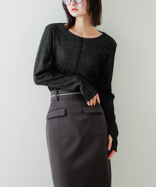 SENSE OF PLACE by URBAN RESEARCH（センスオブプレイスバイアーバンリサーチ）の「ラメリブロングTシャツ（Tシャツ/カットソー・レディース・ブラック/アイボリー/ミント・ONE）」の14枚目の写真