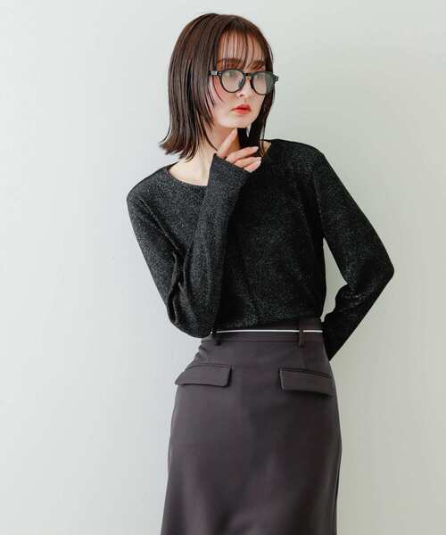 SENSE OF PLACE by URBAN RESEARCH（センスオブプレイスバイアーバンリサーチ）の「ラメリブロングTシャツ（Tシャツ/カットソー・レディース・ブラック/アイボリー/ミント・ONE）」の15枚目の写真