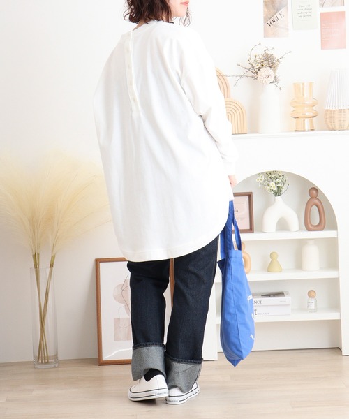 myke(ミーカ)の「myke バックヘンリープルオーバー(Tシャツ/カットソー・レディース・ブラック/オフホワイト/イエロー・M)」の7枚目の写真