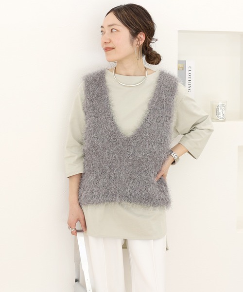 Aletta vita（アレッタビータ）の「選べる袖丈　ボートネック綿裾スリットチュニックカットソー（Tシャツ/カットソー・レディース・オフホワイト/ブラック系その他/ブラック/グレー系その他/ホワイト系その他/グレー系その他2・FREE）」の22枚目の写真