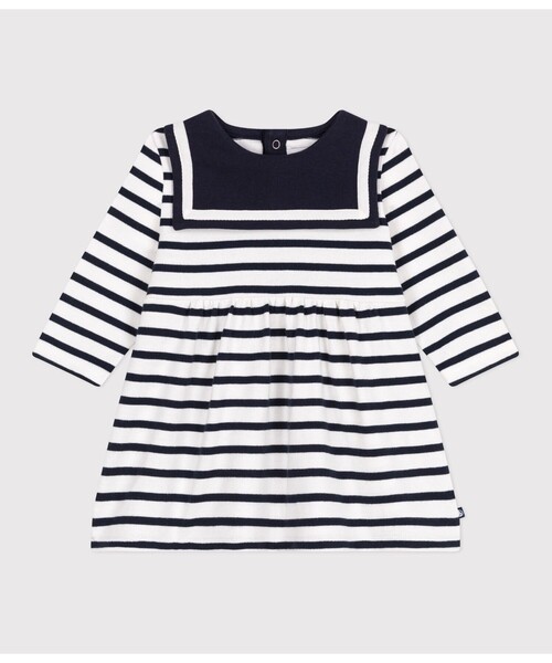 PETIT BATEAU（プチバトー）の「ワンピース（ワンピース・キッズ・ホワイト×ネイビー・18MONTH/12MONTH/24MONTH/36MONTH）」の5枚目の写真