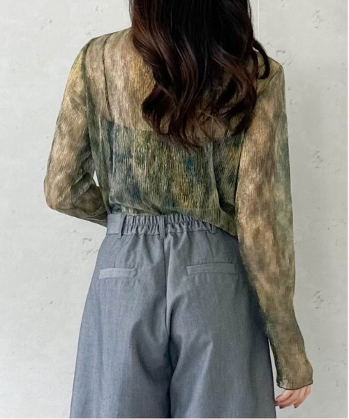 Per sist ence(パーシエンス)の「シアーラメニュアンスカラークルーネックプルオーバー(Tシャツ/カットソー・レディース・ブラック/ベージュ/ブラウン/グリーン・FREE)」の19枚目の写真
