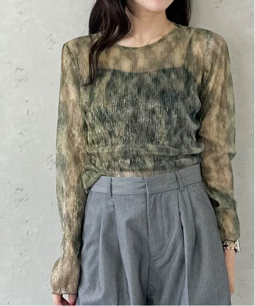Per sist ence(パーシエンス)の「シアーラメニュアンスカラークルーネックプルオーバー(Tシャツ/カットソー・レディース・ブラック/ベージュ/ブラウン/グリーン・FREE)」の20枚目の写真