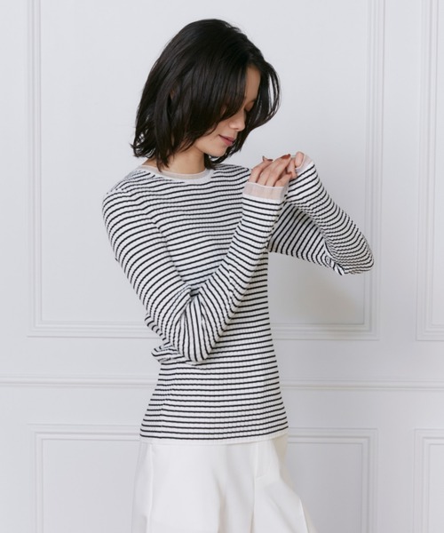 INED(イネド)の「シアードッキングリブニット(ニット/セーター・レディース・ブラック/オレンジ/ブルー/オフホワイト/その他・9号/11号)」の5枚目の写真