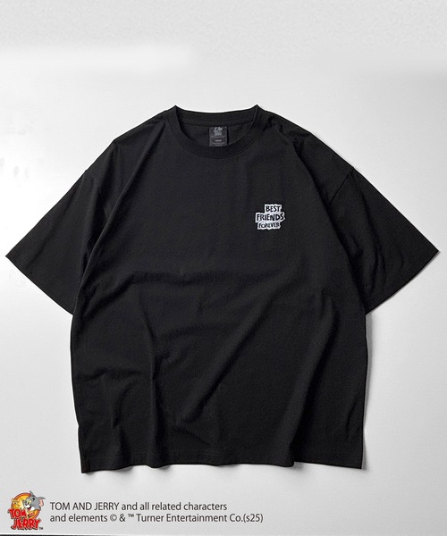 トム＆ジェリーTシャツ　ブラック tシャツ 「TOM ＆ JERRY/トムとジェリー」QUICK DRY/吸水速乾