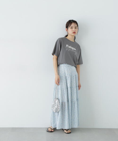 N.（N. Natural Beauty Basic）（エヌエヌナチュラルビューティーベーシック）の「ミックスフォントボクシーロゴT（Tシャツ/カットソー・レディース・グレー/ホワイト系その他・MEDIUM）」の5枚目の写真