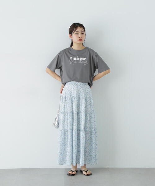N.（N. Natural Beauty Basic）（エヌエヌナチュラルビューティーベーシック）の「ミックスフォントボクシーロゴT（Tシャツ/カットソー・レディース・グレー/ホワイト系その他・MEDIUM）」の6枚目の写真