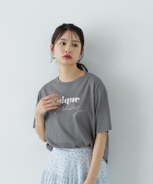 N.（N. Natural Beauty Basic）（エヌエヌナチュラルビューティーベーシック）の「ミックスフォントボクシーロゴT（Tシャツ/カットソー・レディース・グレー/ホワイト系その他・MEDIUM）」の7枚目の写真