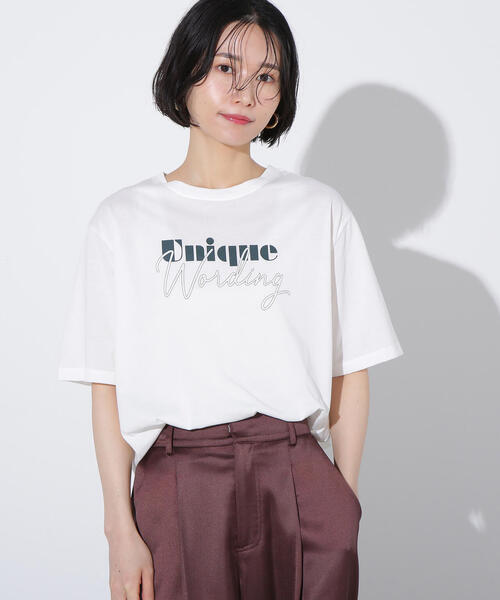 N.（N. Natural Beauty Basic）（エヌエヌナチュラルビューティーベーシック）の「ミックスフォントボクシーロゴT（Tシャツ/カットソー・レディース・グレー/ホワイト系その他・MEDIUM）」の11枚目の写真