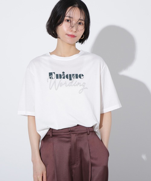 N.（N. Natural Beauty Basic）（エヌエヌナチュラルビューティーベーシック）の「ミックスフォントボクシーロゴT（Tシャツ/カットソー・レディース・グレー/ホワイト系その他・MEDIUM）」の2枚目の写真
