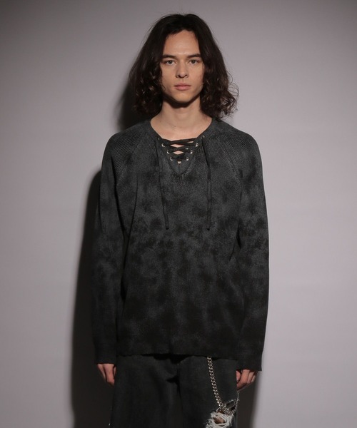 HARE（ハレ）の「【UNDERGROUND MODE】レースアップニット(HARE)（ニット/セーター・メンズ・パープル/ブラック・FREE）」の2枚目の写真