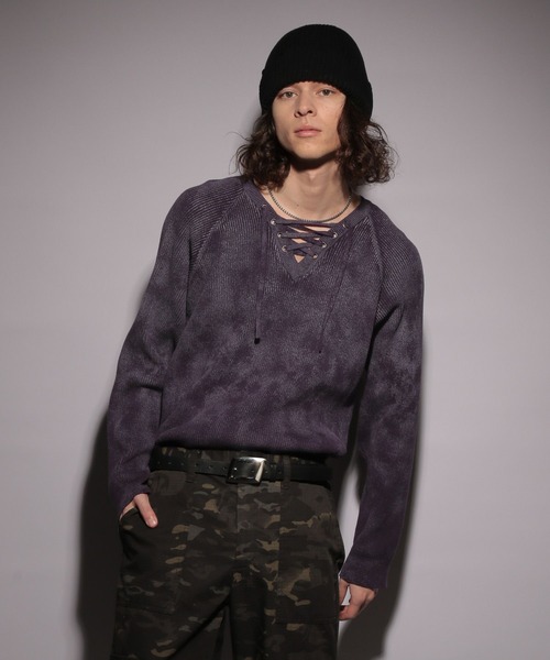 HARE（ハレ）の「【UNDERGROUND MODE】レースアップニット(HARE)（ニット/セーター・メンズ・パープル/ブラック・FREE）」の14枚目の写真