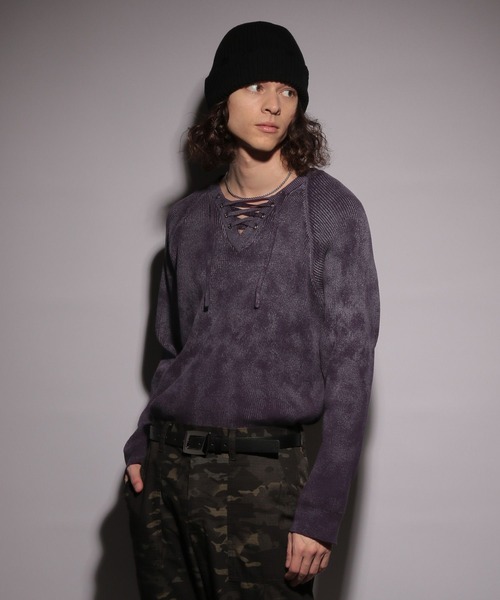 HARE（ハレ）の「【UNDERGROUND MODE】レースアップニット(HARE)（ニット/セーター・メンズ・パープル/ブラック・FREE）」の15枚目の写真