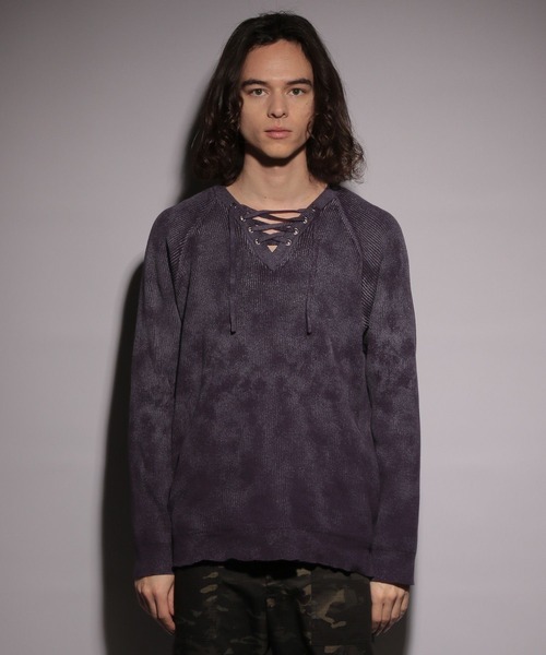 HARE（ハレ）の「【UNDERGROUND MODE】レースアップニット(HARE)（ニット/セーター・メンズ・パープル/ブラック・FREE）」の16枚目の写真