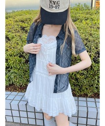 シアーチェック半袖シャツ