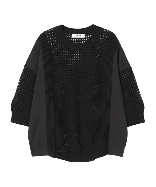 ZUCCa(ズッカ)の「アイレットドッキング / ニットポロシャツ / (O)(ポロシャツ・レディース・ホワイト/ネイビー/ブラック・M size)」の3枚目の写真