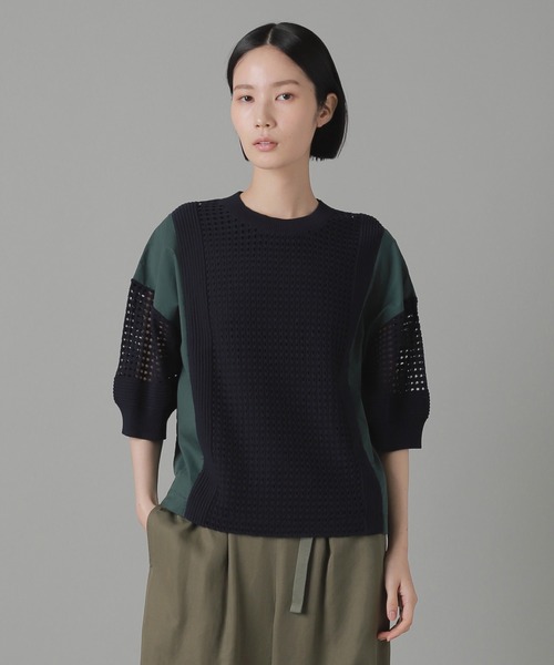 ZUCCa(ズッカ)の「アイレットドッキング / ニットポロシャツ / (O)(ポロシャツ・レディース・ホワイト/ネイビー/ブラック・M size)」の9枚目の写真