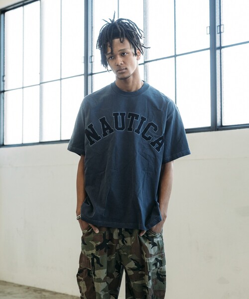 【NAUTICA】★人気★ピグメント アーチロゴ 半袖Tシャツ NAUTICA】☆人気☆ピグメント アーチロゴ 半袖Tシャツ (NAUTICA