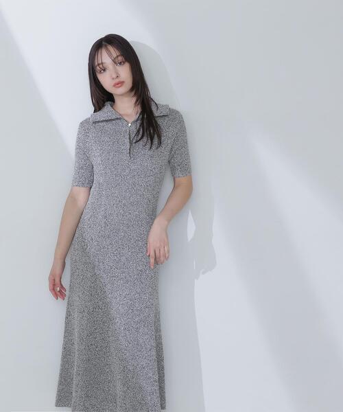 NATURAL BEAUTY BASIC(ナチュラルビューティーベーシック)の「◇ハーフジップナローニットワンピース(ワンピース・レディース・ネイビー/ブラック系その他・MEDIUM/P/S)」の1枚目の写真