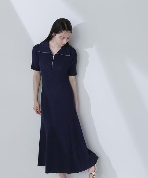 NATURAL BEAUTY BASIC(ナチュラルビューティーベーシック)の「◇ハーフジップナローニットワンピース(ワンピース・レディース・ネイビー/ブラック系その他・MEDIUM/P/S)」の2枚目の写真