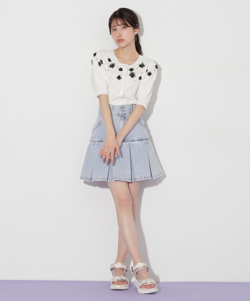 JILL by JILL STUART（ジルバイジルスチュアート）の「◇ボックスプリーツデニムミニスカート（スカート・レディース・ブルー/ライトグレー/ピンク・SMALL/MEDIUM）」の3枚目の写真