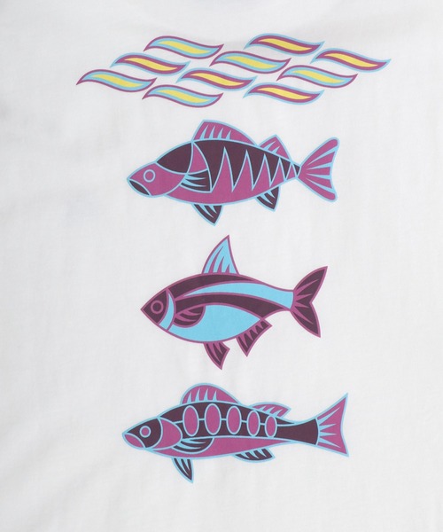 LOGOS（ロゴス）の「LOGOS/ロゴス 吸汗速乾 QUICK DRY カラフルフィッシュ アニマル イラストプリント 半袖Tシャツ レディース メンズ（Tシャツ/カットソー・メンズ・スミクロ/ネイビー/ホワイト/ホワイト系その他/キャメル・M/L/LL）」の21枚目の写真